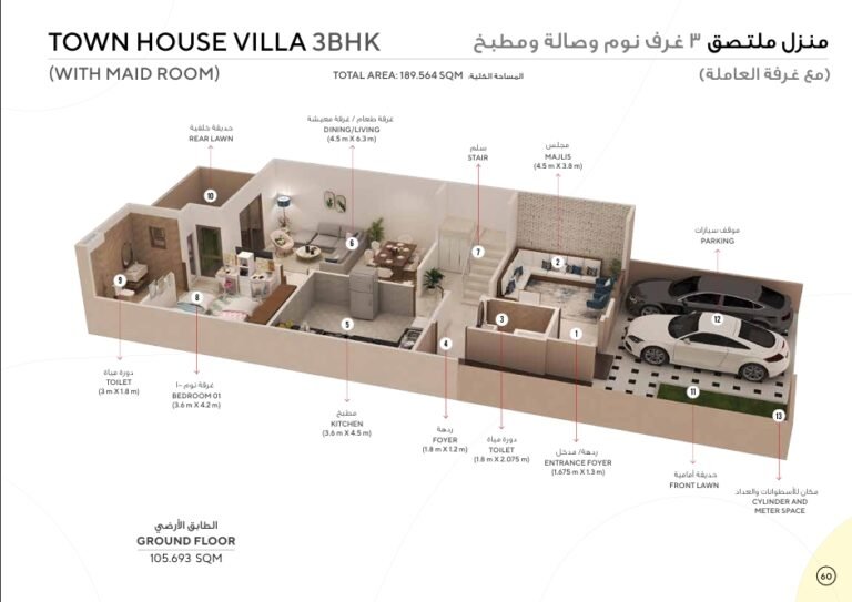 3 BR + Maid’s Room Charming Freehold Townhouse – Hai Al Naseem – Landscape Gardens
